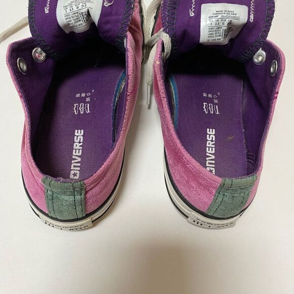 Converse CTAS Junior’s Pink Velvet Double Tongue Low Top Sneakers - Picture 9 of 11